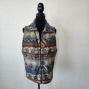 Vtg Bear Ridge Vest &Scarf SZ L Made In USA Wool Blend Southwestern womens Aztec